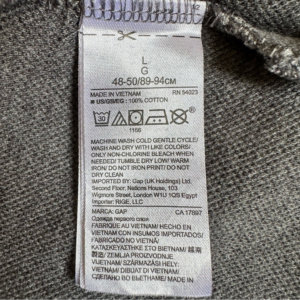 GAP Men’s Heather Gray Long Sleeve Henley Knit Casual 100% Cotton Shirt- Large - Picture 4 of 9